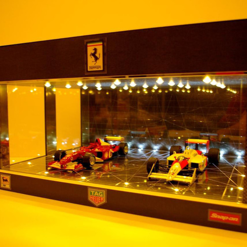 1/18、2〜3台展示可・幾何学目地・ディスプレーBOX / 2色LED40灯・ネオ 