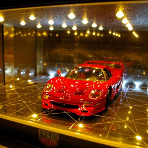 1/18、2〜3台展示可・幾何学目地・ディスプレーBOX / 2色LED40灯・ネオ 