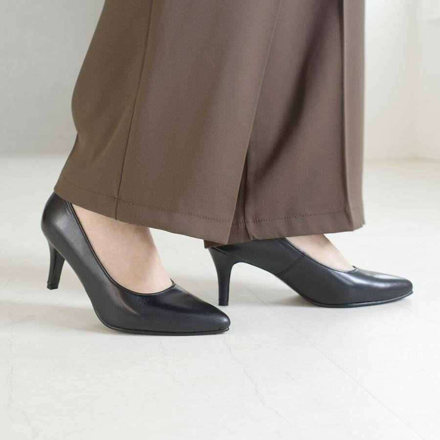 流行に左右されない究極のエレガント&シンプル 機能と履き心地にこだわった本革パンプス7cmヒール / PO-PTN720