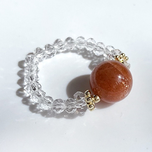 パワーストーン　天然石　お守り　ブレスレット　リング 高品質天然石】サンストーン/明るいオーラで前向きに導くお守りリング