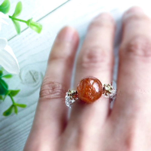 高品質天然石】サンストーン/明るいオーラで前向きに導くお守りリング