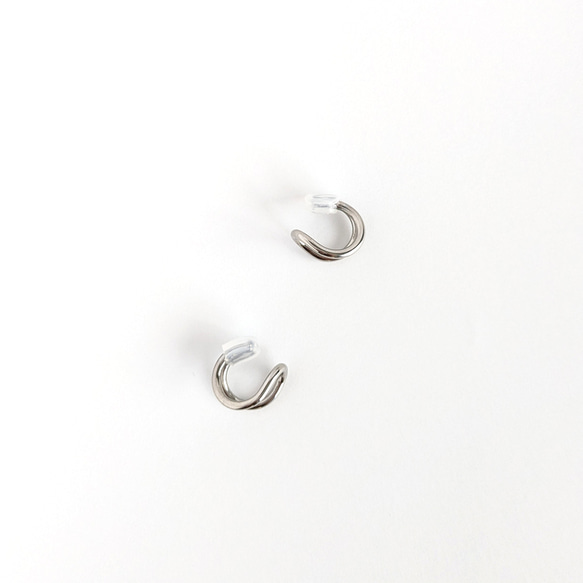 SUS316イヤーカフ/両耳用[Simple curved]サージカルステンレス つけっぱなしOK 金属アレルギー対応 3枚目の画像
