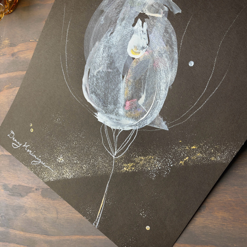 つぼみ 【原画/A3/アクリル】 インテリアアート 絵画 DENNY