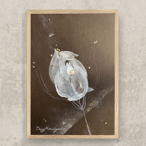つぼみ 【原画/A3/アクリル】 インテリアアート 絵画 DENNY