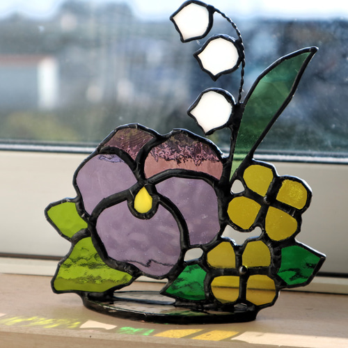 マイクラ 人気アイテム ステンドグラスサンキャッチャー・春の花(パンジー)受注制作 その他