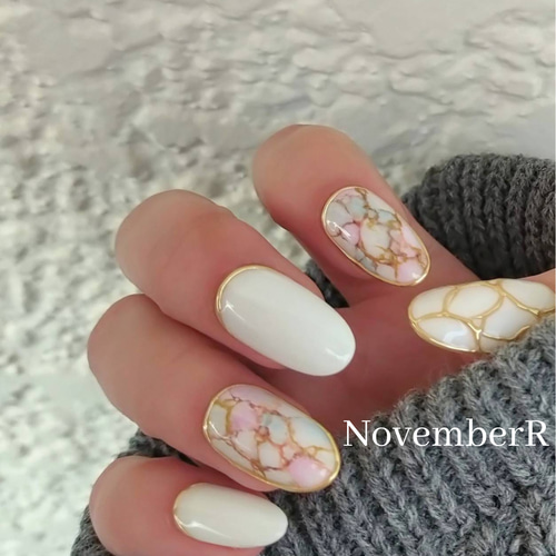 LA241☆マーブルストーン風ネイルチップ ネイルチップ（つけ爪