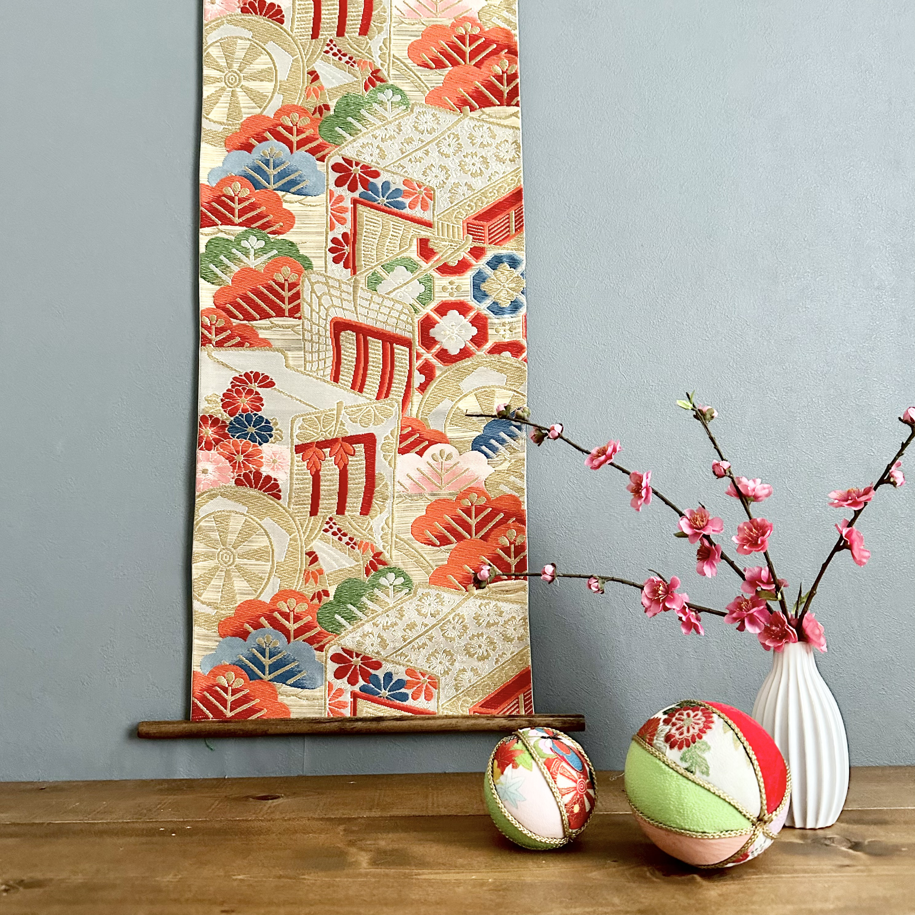 和室インテリア 一点物｜着物・帯地端裂リメイク｜和モダン 二曲屏風