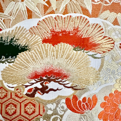 帯のタペストリー　アンティーク　花々の扇　着物リメイク インテリア　掛け軸 　古民家　おしゃれ　日本　和風　縁起物 9枚目の画像