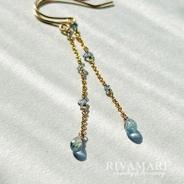 アイスグレーサファイア ブルーグレー パーキマーダイヤモンド(パーキマークォーツ) ピアス/イヤリング