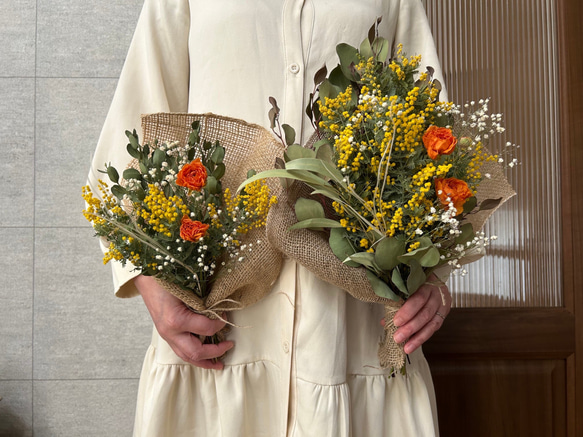 大きめ三日月リースドライフラワースワッグ ミモザプレゼントインテリアディスプレイ 大きめ三日月リースドライフラワースワッグ ミモザプレゼント