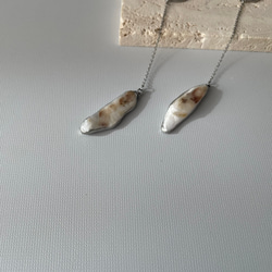 牡蠣殻×銀継ぎ　フープチェーンイヤリングorピアス　シルバー 　金アレ対応　 6枚目の画像