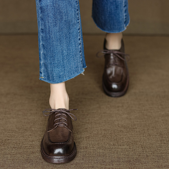 春 夏 レザー オックスフォードシューズ 疲れない レザーシューズ 革 革靴 大人 シューズ 靴 パンプス 25.5cm 1枚目の画像