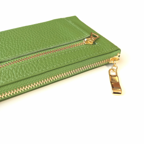 【メンズ注目アイテム】ボッテガ　グリーン レザー 長財布 ゴールドファスナー BOTTEGA VENETA】ボッテガヴェネタ『カセット ジップアラウンド