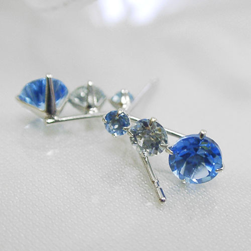 K14WG ブルートパーズ アクアマリン ホワイトゴールド ピアス ピアス  
