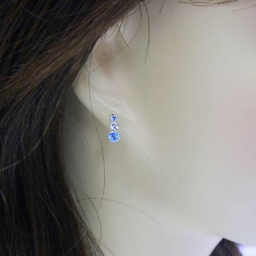 K14WG ブルートパーズ アクアマリン ホワイトゴールド ピアス ピアス  
