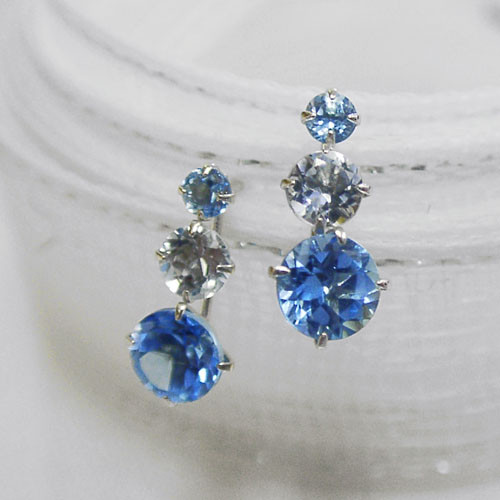 K14WG ブルートパーズ アクアマリン ホワイトゴールド ピアス ピアス  