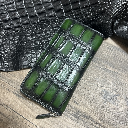 一点限定【実物撮影】新品 緑/グリーン系 クロコダイル メンズ