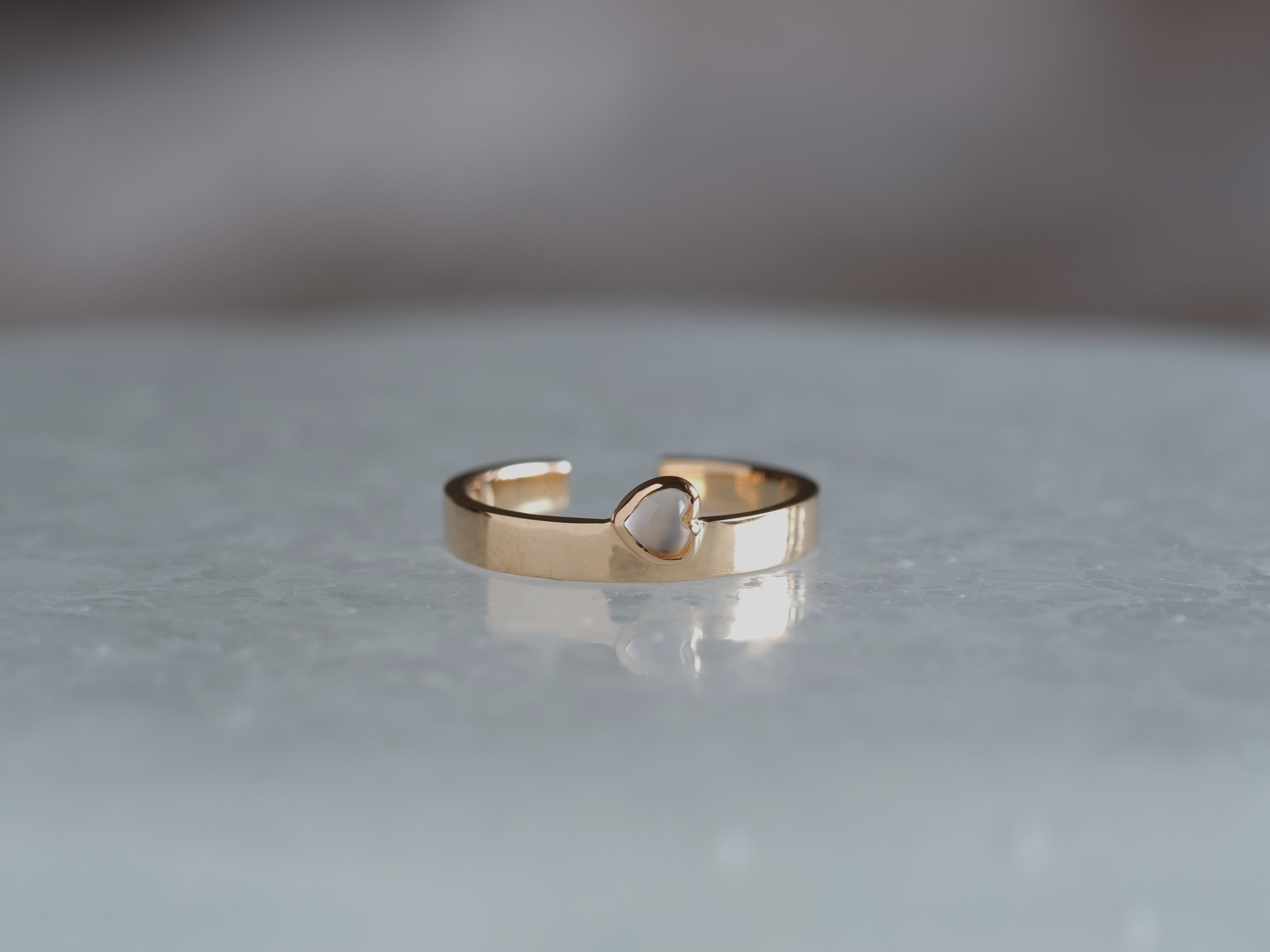 lítið hjarta ring　ゴールド　小さなハート　ピンキーリング　天然石ムーンストーン　シルバー