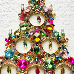 チェコガラス　ビンテージ　クリスマスツリー　ヴィンテージ　チェコ　ラインストーン 3枚目の画像