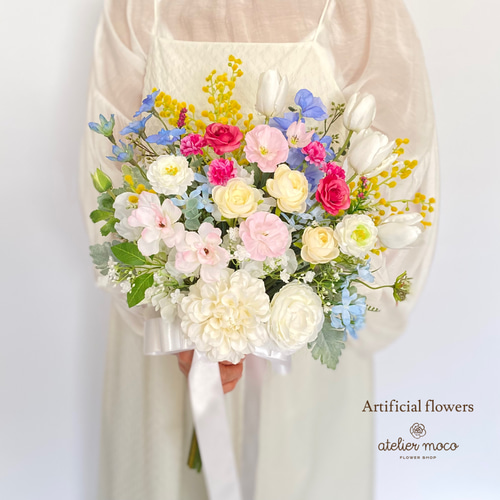 オーダーメイド】チューリップとミモザのカラフルガーデン クラッチ