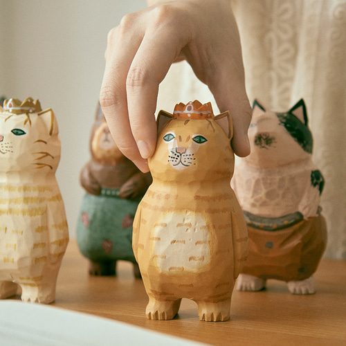 超うけるんだ！キモかわいい子猫 木彫りの子猫 置物 ギフト プレゼント