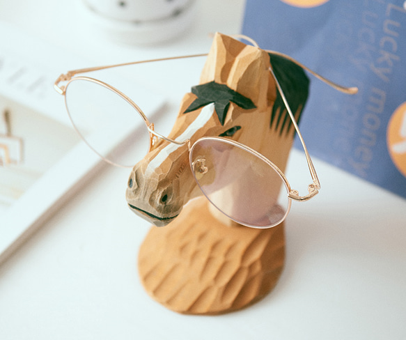 メガネ　眼鏡スタンド　木彫り バスウッド　置物 動物 ギフト　プレゼント　ギフトラッピング 7枚目の画像