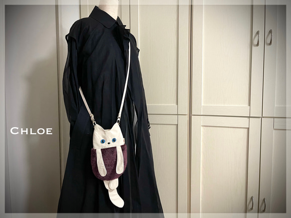 SIOCO•11号帆布〈生成り〉国産エコファー〈ボルドー系〉青目•猫 