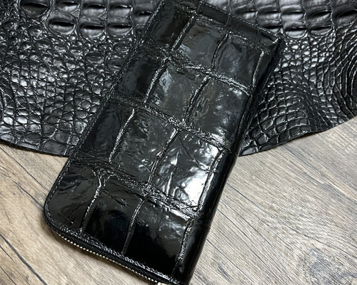 新品　クロコダイル　長財布　ワニ革　本革　ラウンドファスナー　男女兼用　黒 一点限定【実物撮影】新品未使用 黒ブラック クロコダイル メンズ