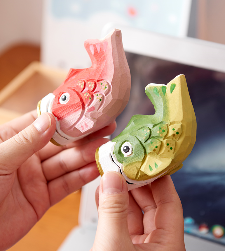 魚　木彫り　置物 4f9ee6ca2982e7f810f45f8ca1a783