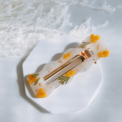 ヘアクリップ ヘアアクセサリー ミモザ 簡単アレンジ 黄色 春 プチギフト 誕生日 淡色 オーダーメイド 元気色 6枚目の画像