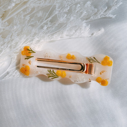 ヘアクリップ ヘアアクセサリー ミモザ 簡単アレンジ 黄色 春 プチギフト 誕生日 淡色 オーダーメイド 元気色 7枚目の画像