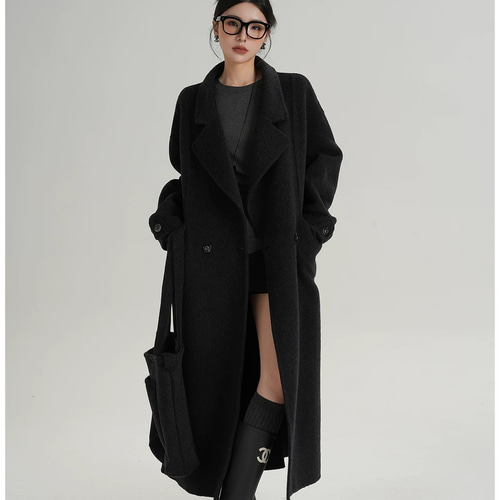 程良いオーバーサイズシルエット ウールダブルボタンコートQ567 コート