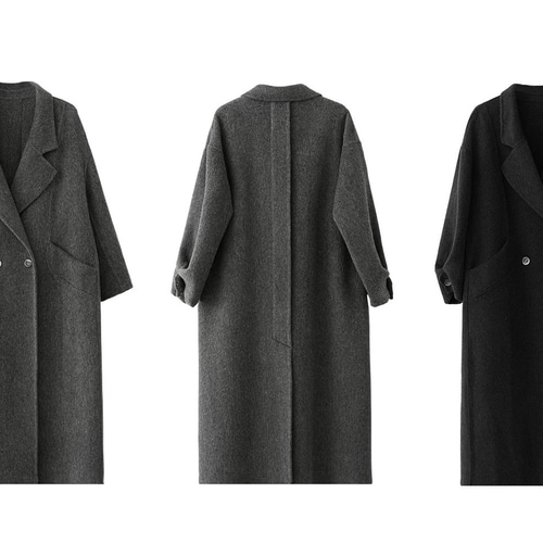 程良いオーバーサイズシルエット ウールダブルボタンコートQ567 コート