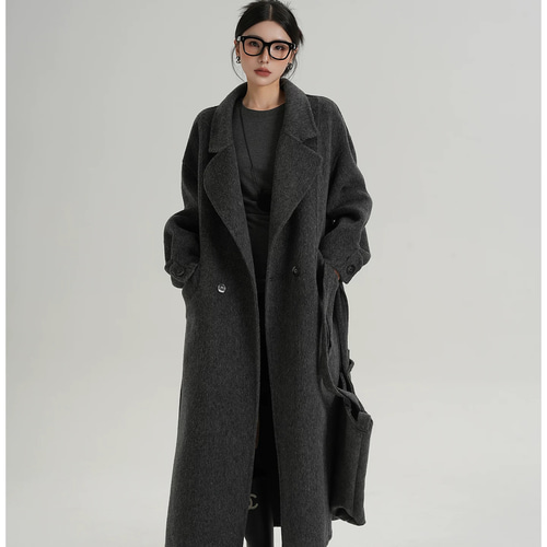 程良いオーバーサイズシルエット ウールダブルボタンコートQ567 コート