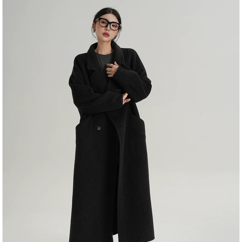 程良いオーバーサイズシルエット ウールダブルボタンコートQ567 コート