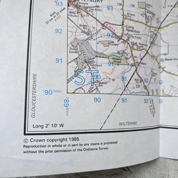 英国で出会った♪1985年 コッツウォルズ地方の地図/88cm×96cm/大判ヴィンテージマップ　 15枚目の画像