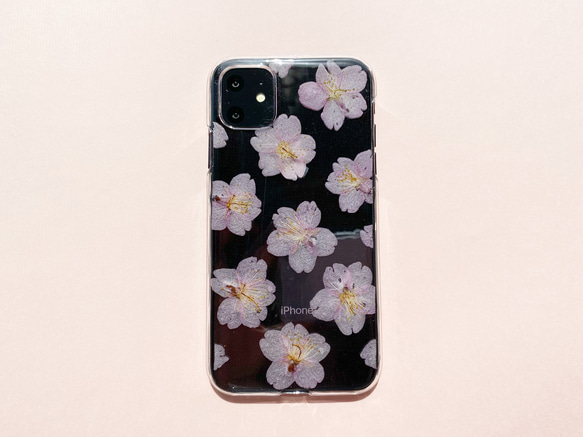 【スマホリング有無】桜 押し花スマホケース･.｡*･.｡ 6枚目の画像