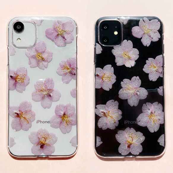 【スマホリング有無】桜 押し花スマホケース･.｡*･.｡ 5枚目の画像