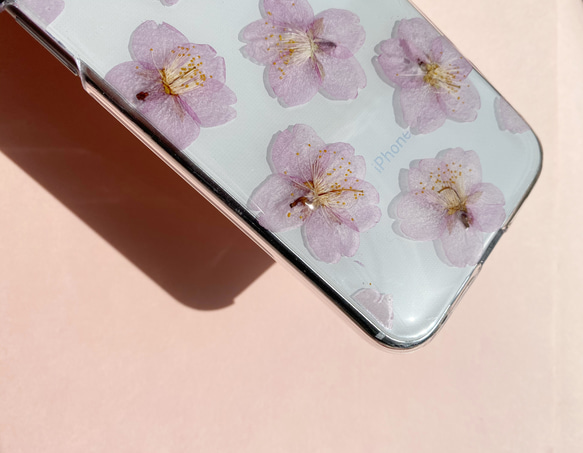 【スマホリング有無】桜 押し花スマホケース･.｡*･.｡ 2枚目の画像