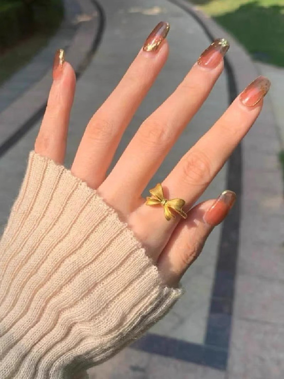 ファッションシンプルシルバー　可愛いリボン指輪 8枚目の画像