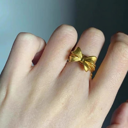 ファッションシンプルシルバー　可愛いリボン指輪 9枚目の画像