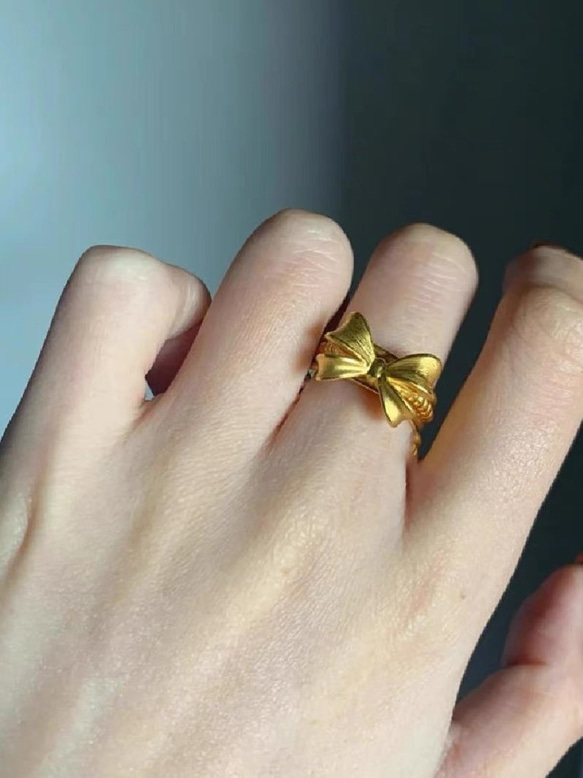 ファッションシンプルシルバー　可愛いリボン指輪 9枚目の画像