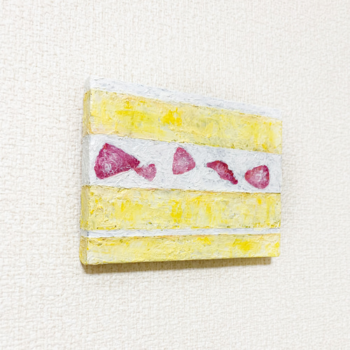 原画 油絵 スウィートストライプ ショートケーキのアート 抽象画