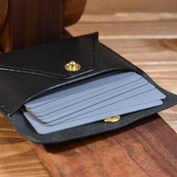栃木レザーブラック　手縫い　カードケース 5枚目の画像