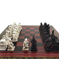 兵馬俑 アンティーク チェス 置物 ディスプレイ ヴィンテージ レトロ調 木製テーブル ボード cht-1628 7枚目の画像