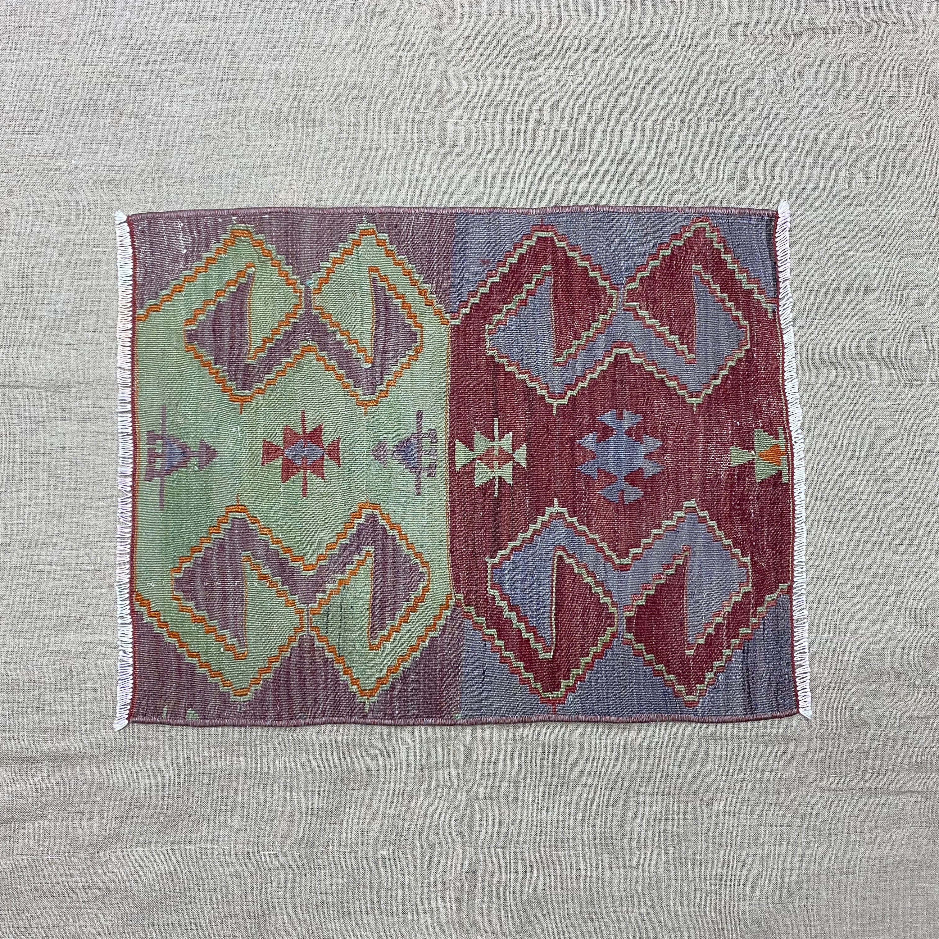 オールドキリム トルコ 手織り ヴィンテージ ラグ 66x52cm