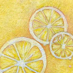 原画 油絵 レモンフィールド 檸檬のアート 抽象画  75×100mm イエロー モダンアート 4枚目の画像