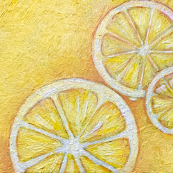 原画 油絵 レモンフィールド 檸檬のアート 抽象画  75×100mm イエロー モダンアート 5枚目の画像