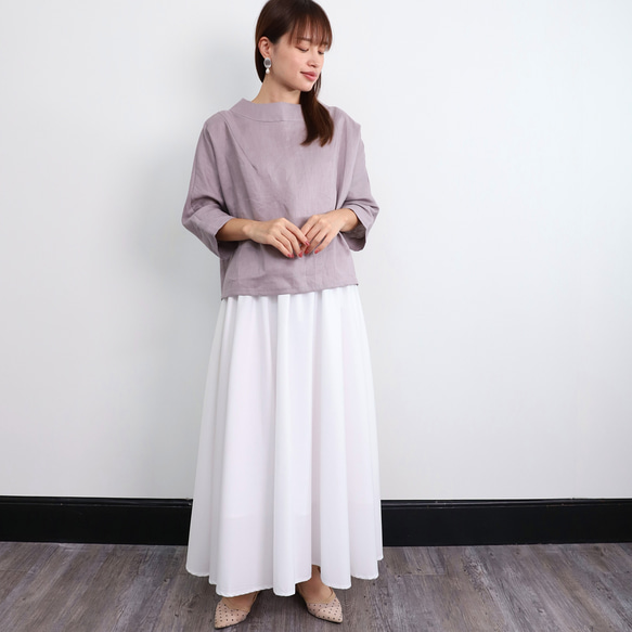 【SALE！！】上品♪ボトルネックリネンブラウス＜７部袖＞ 2サイズ　ウォームグレー　0624U.Grey 12枚目の画像
