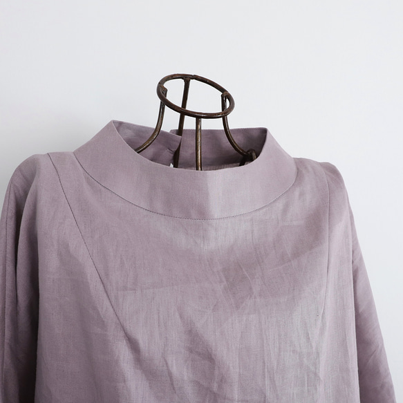 【SALE！！】上品♪ボトルネックリネンブラウス＜７部袖＞ 2サイズ　ウォームグレー　0624U.Grey 17枚目の画像